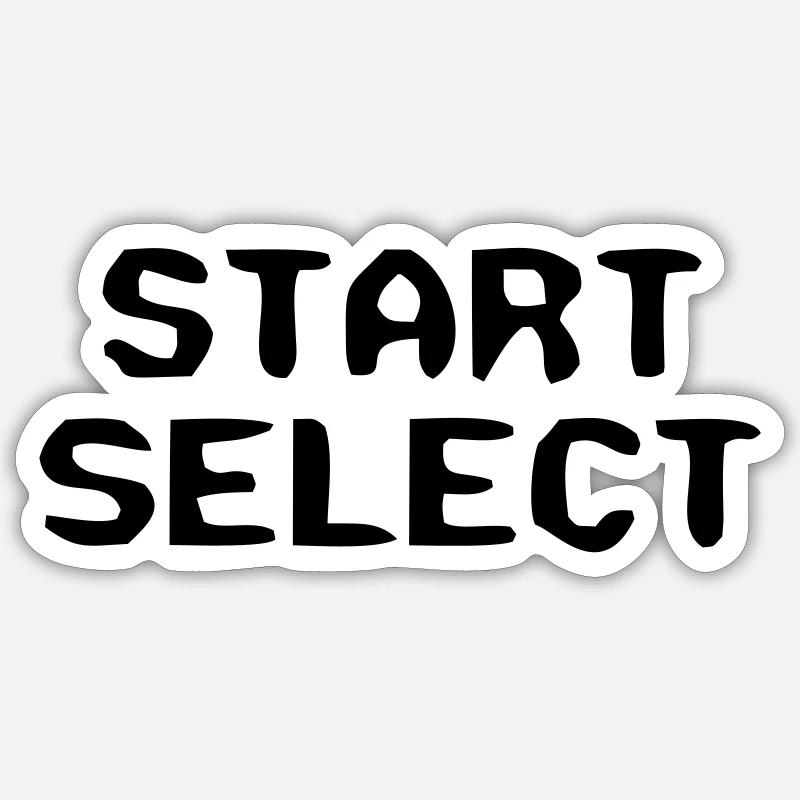 Start Select texte 8 bits - Sticker taille S (10 x 10 cm) - blanc mat