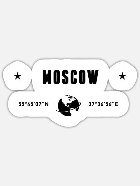Moskau, Russland Koordinaten des Planeten Erde - Sticker Größe S (10 x 10 cm) - Mattweiß
