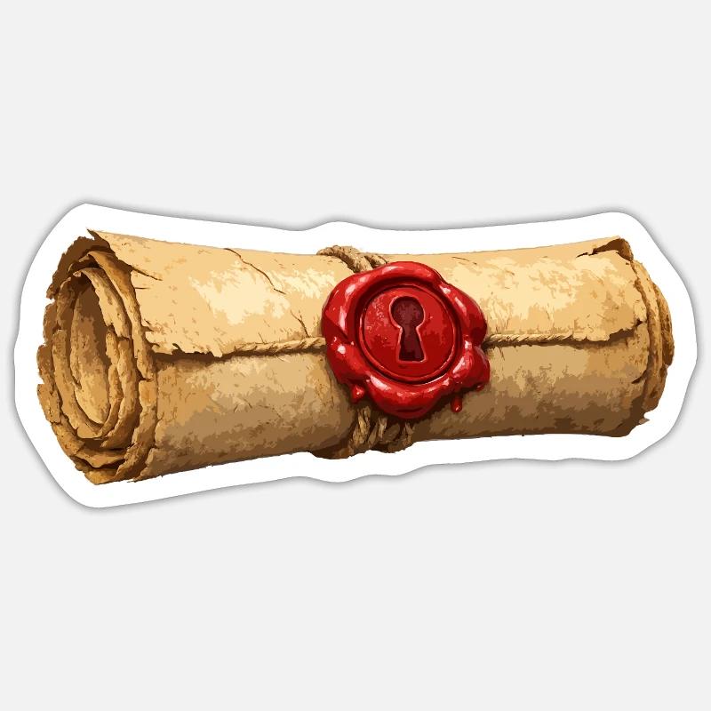 Papyrus Scroll with Red Seal - Sticker size S (10 x 10 cm) - white matte