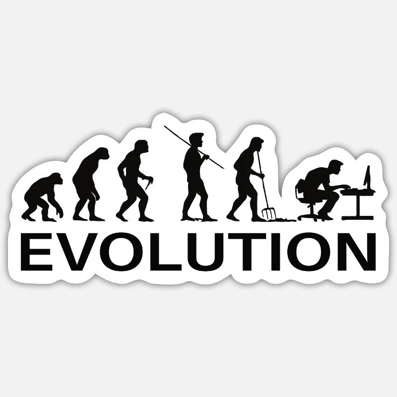 Evolution Gamer | Computer Freak Nerd PC - Sticker Größe S (10 x 10 cm) - Mattweiß