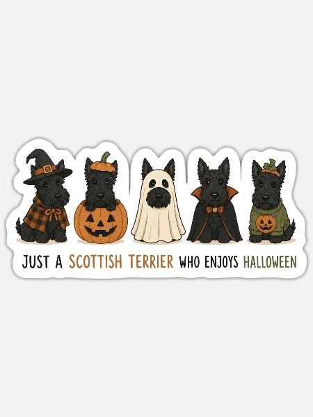 Halloween Scottish Terrier Crew - Sticker Größe S (10 x 10 cm) - Mattweiß