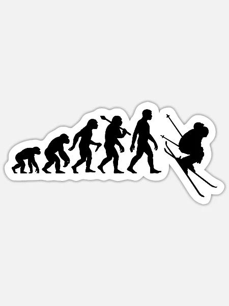 Skifahrer Evolution für Ski Abfahrtslauf Herren - Sticker Größe S (10 x 10 cm) - Mattweiß