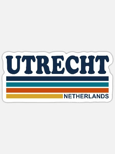Utrecht Niederlande Retro-Streifen - Sticker Größe S (10 x 10 cm) - Mattweiß