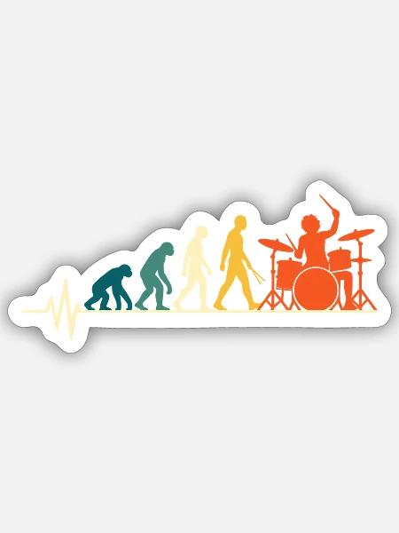 Schlagzeug Evolution – Drummer Herzschlag - Sticker Größe S (10 x 10 cm) - Mattweiß