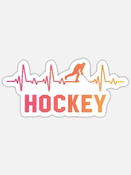 eishockey herzschlag eishockeyspieler hockey - Sticker Größe S (10 x 10 cm) - Mattweiß