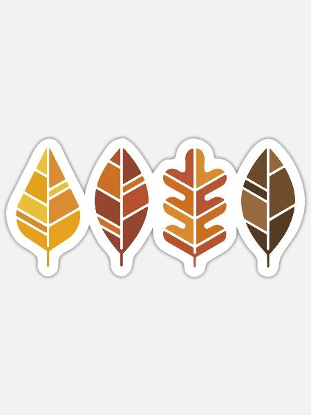 Geometrische Herbstlaub-Motive - Sticker Größe S (10 x 10 cm) - Mattweiß