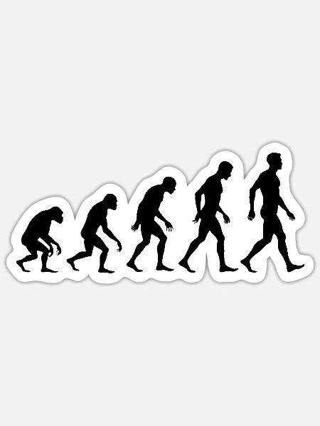 Evolution des Menschen Silhouetten - Sticker Größe S (10 x 10 cm) - Mattweiß