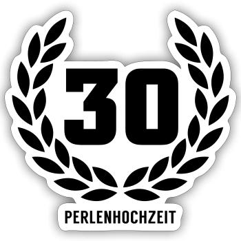 30 Perlenhochzeit - Sticker Größe S (10 x 10 cm) - Mattweiß - Vorne