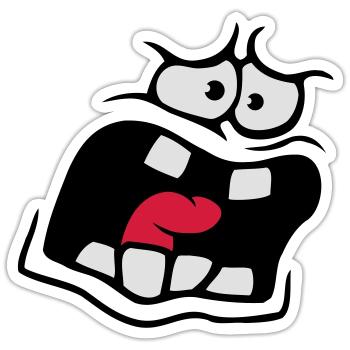 Schreiendes Ängstliches Comic Cartoon Gesicht - Sticker Größe S (10 x 10 cm) - Mattweiß - Vorne