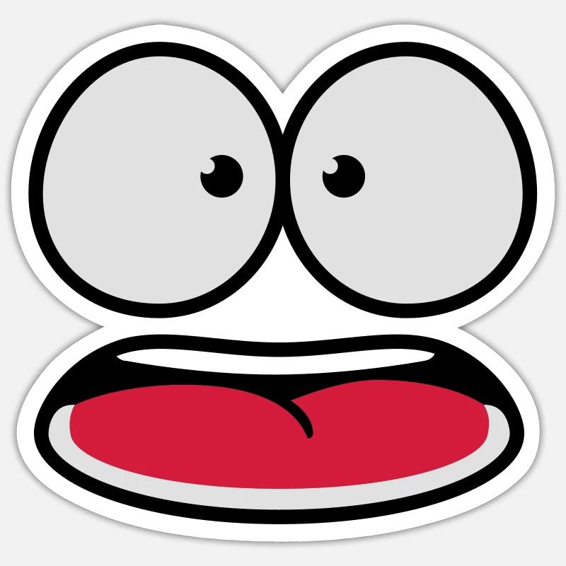 Frightened Insecure Looking Cartoon Face Sticker size S (10 x 10 cm)