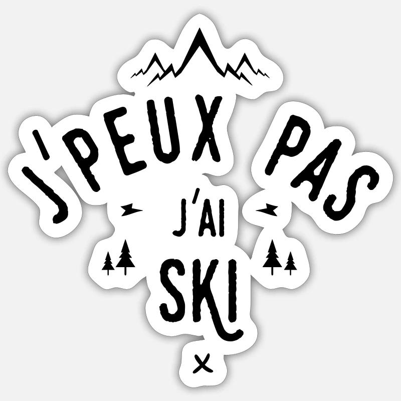 j'peux pas j'ai ski - Sticker taille S (10 x 10 cm) - blanc mat