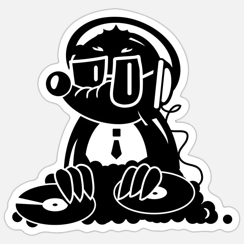 Ein Maulwurf als DJ Sticker Größe S (10 x 10 cm)
