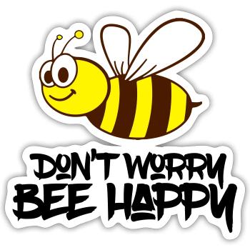 bee happy - Sticker Größe S (10 x 10 cm) - Mattweiß - Vorne