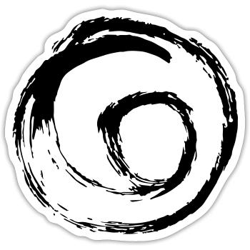 Spirale tourbillon point de cercle tourbillon dessiné à la main - Sticker taille S (10 x 10 cm) - blanc mat - Devant