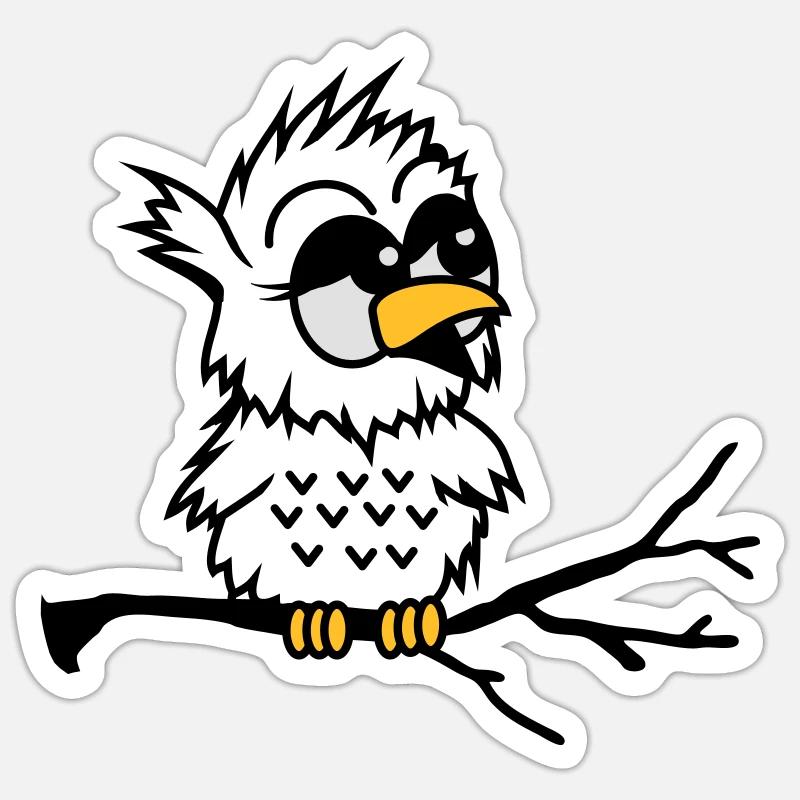 Eine Baby Eule sitzt auf einem Ast Sticker Größe S (10 x 10 cm)