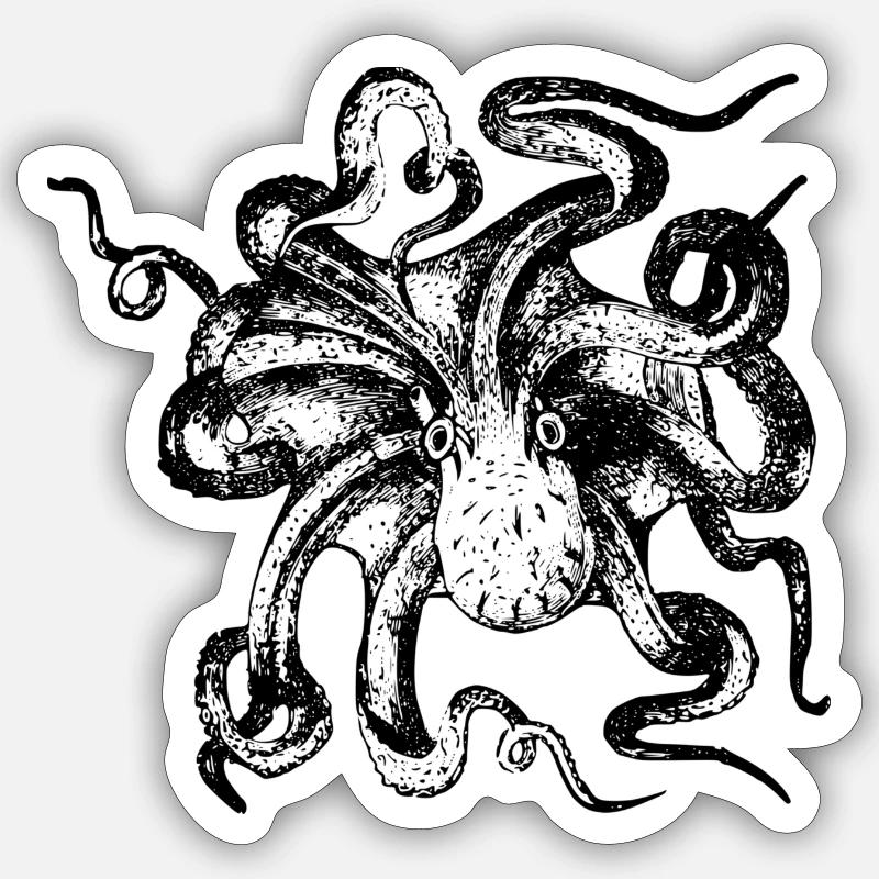 octopus - Sticker size S (10 x 10 cm) - white matte