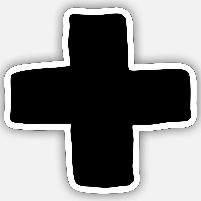 en plus croix - Sticker taille S (10 x 10 cm) - blanc mat
