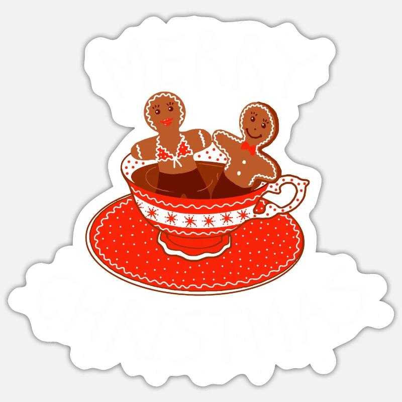 kleine Weihnachts-Bicuits in einer Tasse Sticker Größe S (10 x 10 cm)