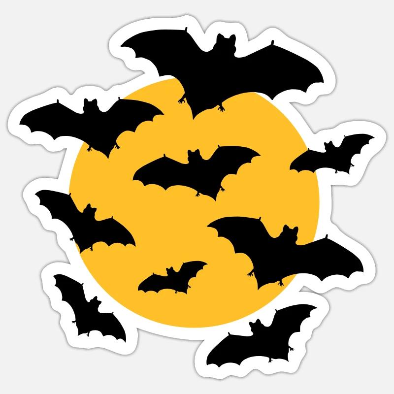 Bats & Moon - Sticker size S (10 x 10 cm) - white matte