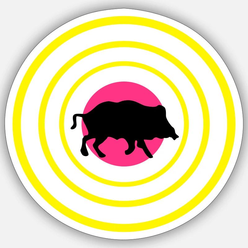 cible sanglier - Sticker taille S (10 x 10 cm) - blanc mat