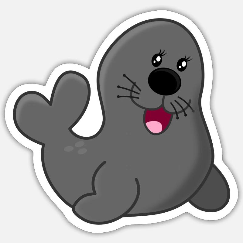 Kouwo le phoque - Sticker taille S (10 x 10 cm) - blanc mat