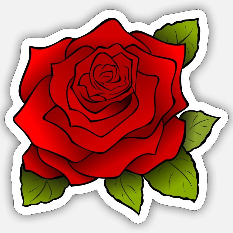 Rote Rose Sticker Größe S (10 x 10 cm)