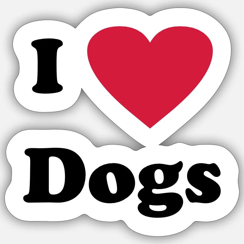 j'aime le chien - Sticker taille S (10 x 10 cm) - blanc mat