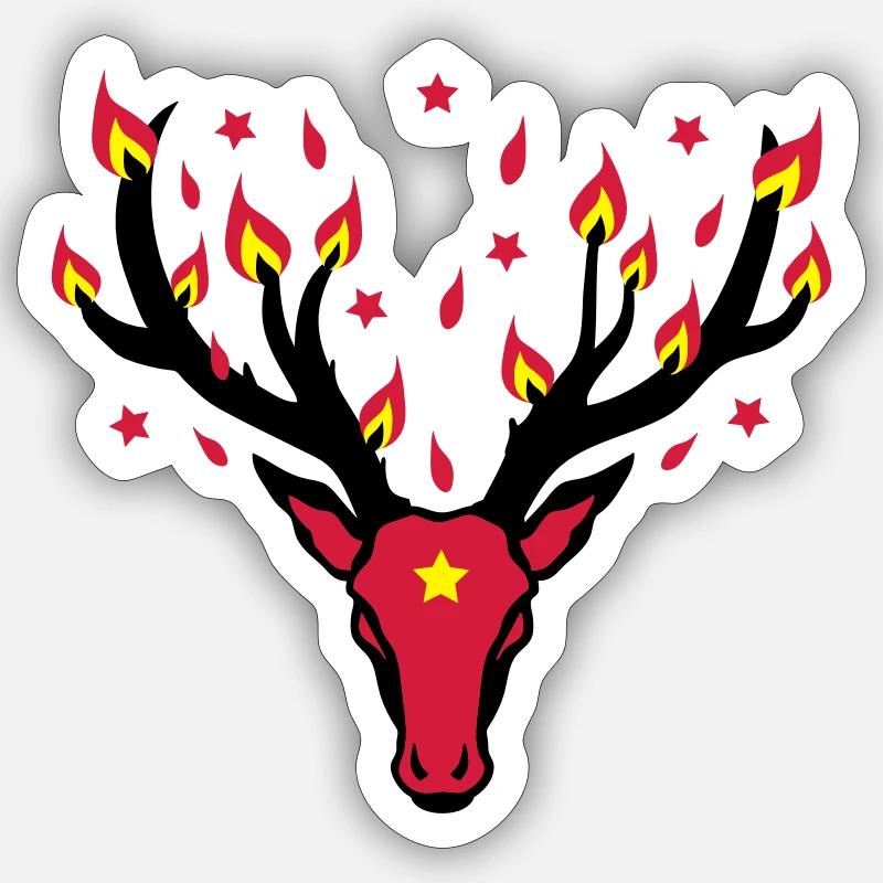 Rudolph deer antler lights-3c - Sticker size S (10 x 10 cm) - white matte