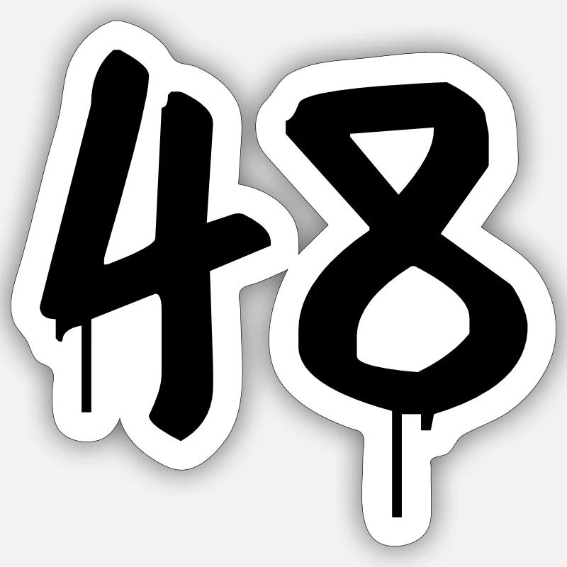 Tag : 48 - Sticker taille S (10 x 10 cm) - blanc mat