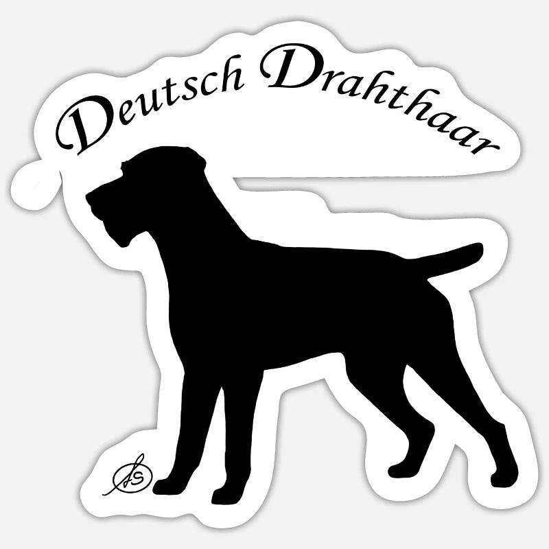Deutsch Drahthaar - Sticker Größe S (10 x 10 cm) - Mattweiß