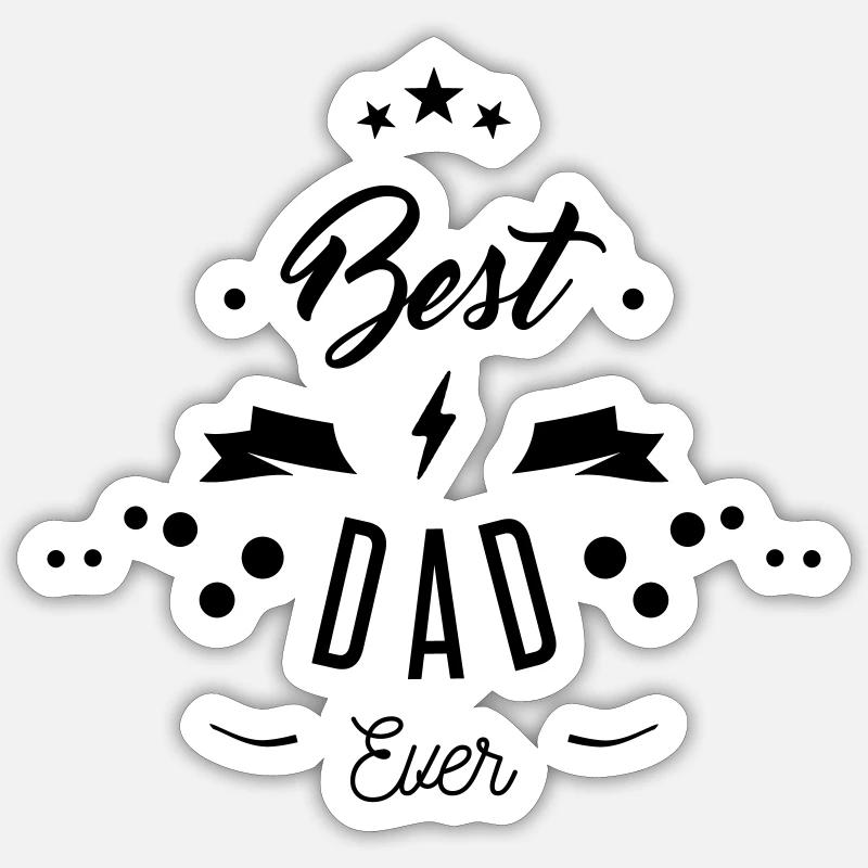 BEST DAD EVER - Sticker taille S (10 x 10 cm) - blanc mat