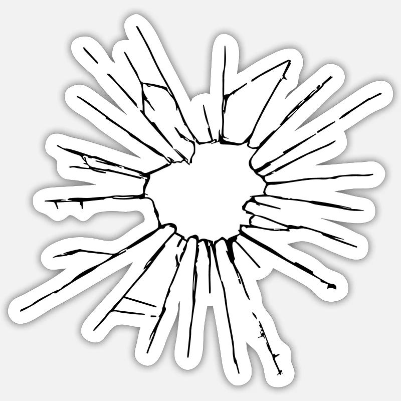 Verre brisé - Sticker taille S (10 x 10 cm) - blanc mat