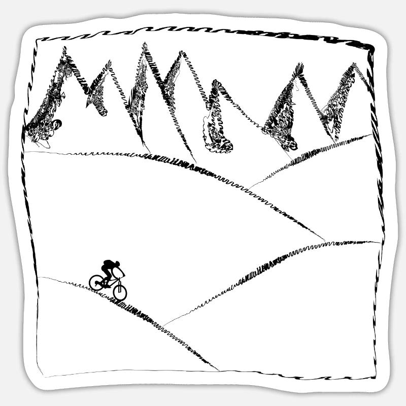 Montagnes de vélo VTT montagne VTT décrites - Sticker taille S (10 x 10 cm) - blanc mat