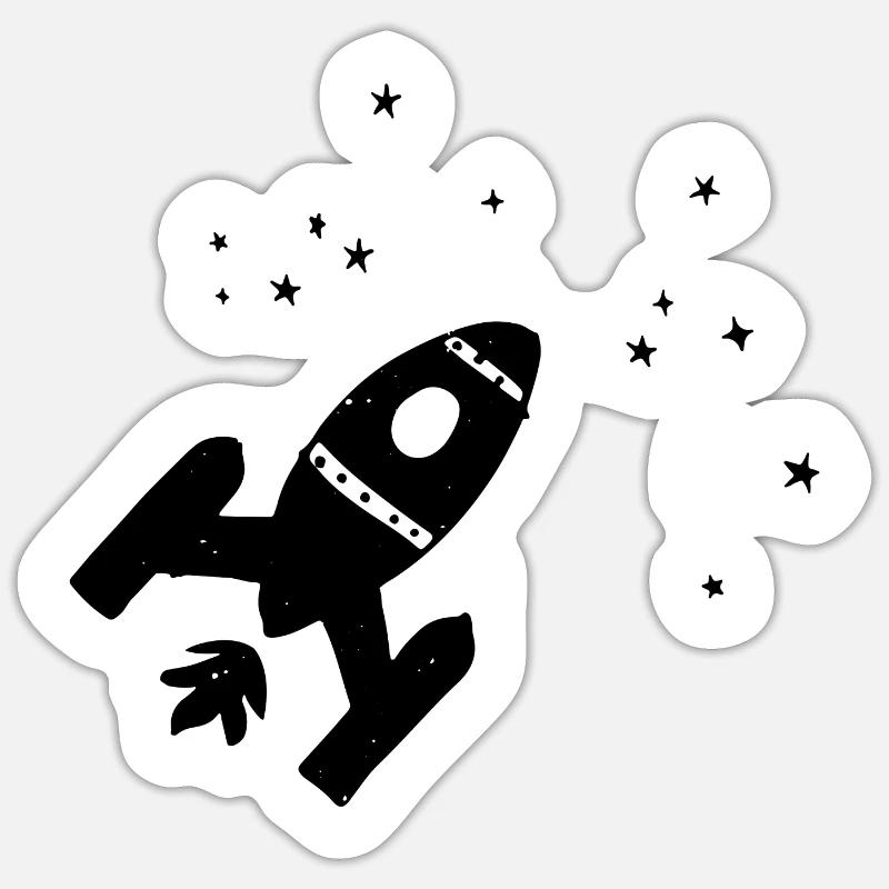 Rocket stars space - Sticker size S (10 x 10 cm) - white matte