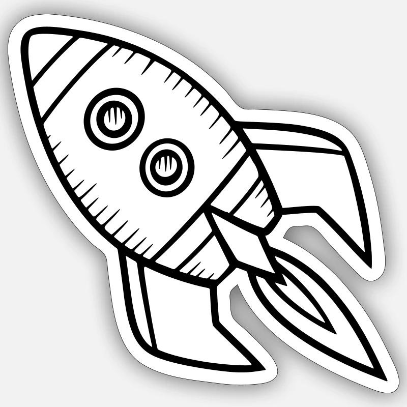 Fusée de vaisseau spatial - Sticker taille S (10 x 10 cm) - blanc mat