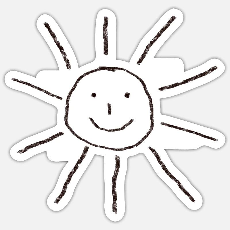 Cher soleil Dessin d’enfant Sticker taille S (10 x 10 cm)