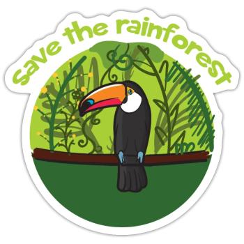 Toucan bird as a symbol for saving the rainforest - Sticker size S (10 x 10 cm) - white matte - Front