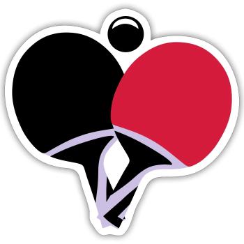 Tennis de table - Sticker taille S (10 x 10 cm) - blanc mat - Devant