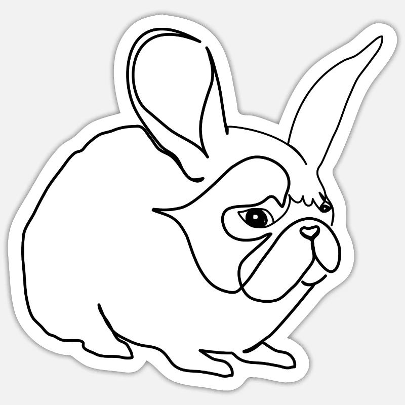 Mops Hase Pug Rabbit Sticker Größe S (10 x 10 cm)