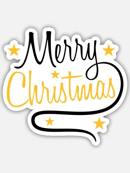text design logo tanne sterne frohe christmas weih - Sticker Größe S (10 x 10 cm) - Mattweiß