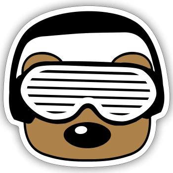 gesicht kopf feiern party dj kopfhoerer musik spas - Sticker Größe S (10 x 10 cm) - Mattweiß - Vorne