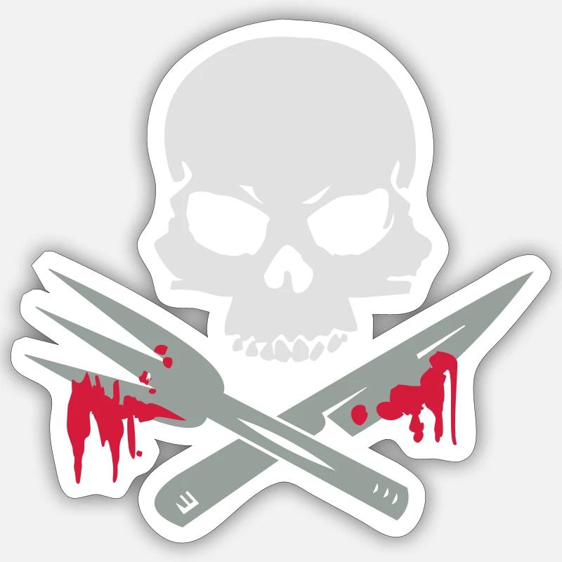Cooking Skull - Sticker Größe S (10 x 10 cm) - Mattweiß