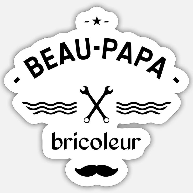 Beau papa bricoleur - Sticker taille S (10 x 10 cm) - blanc mat