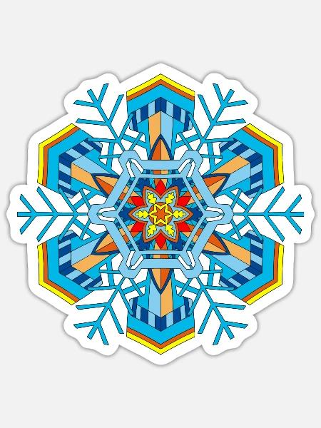 Schneeflocken Mandala - Sticker Größe S (10 x 10 cm) - Mattweiß