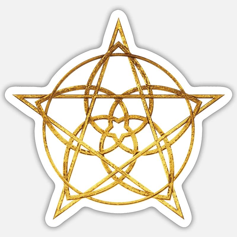 Fleur de Vénus Pentacle or Sticker taille S (10 x 10 cm)