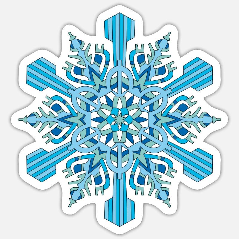 Schneeflocken Mandala - Sticker Größe S (10 x 10 cm) - Mattweiß