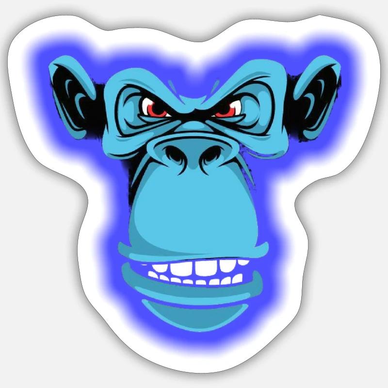 Blue monkey - Sticker size S (10 x 10 cm) - white matte