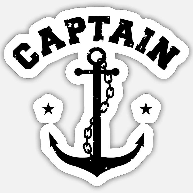 CAPTAIN ANCRE - Sticker taille S (10 x 10 cm) - blanc mat