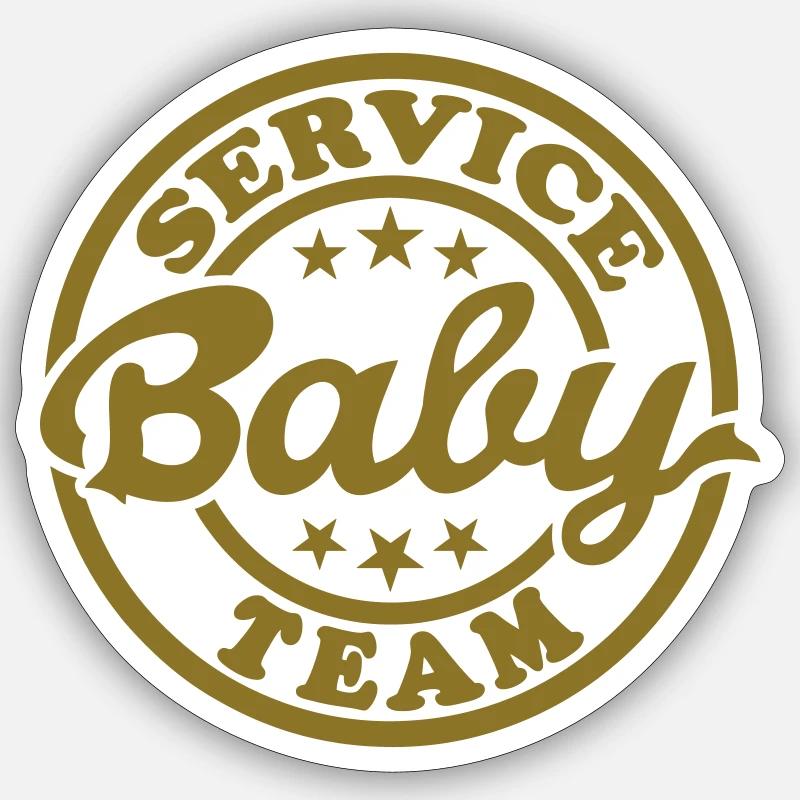 Service Team Bébé (timbre) - Sticker taille S (10 x 10 cm) - blanc mat