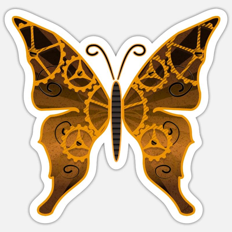 Steampunk butterfly - Sticker size S (10 x 10 cm) - white matte